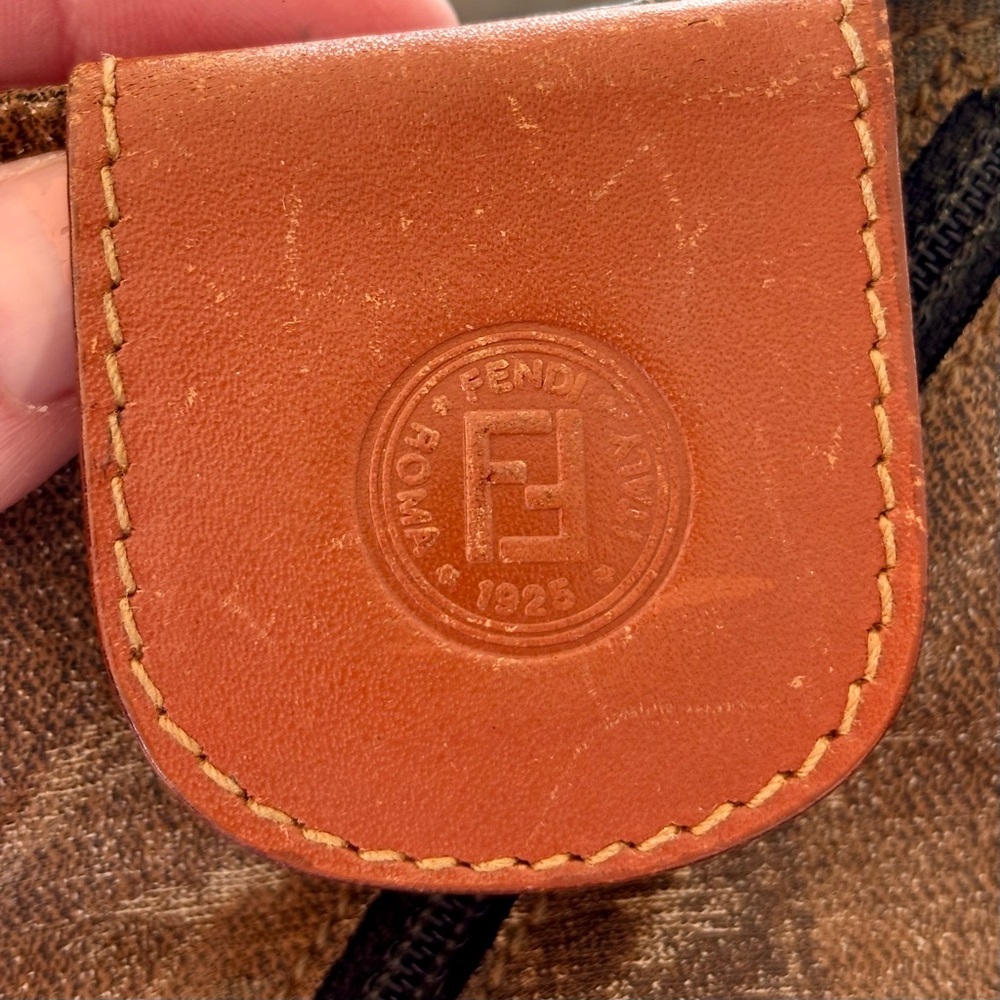 FENDI Vintage Fendi Pequin Stripe Coin Pouch Mini Wallet Brown Logo Italy - Picture 6 of 12